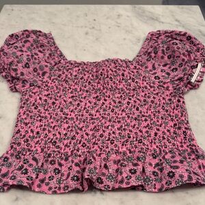Pink Floral Kids Short Sleeve Top